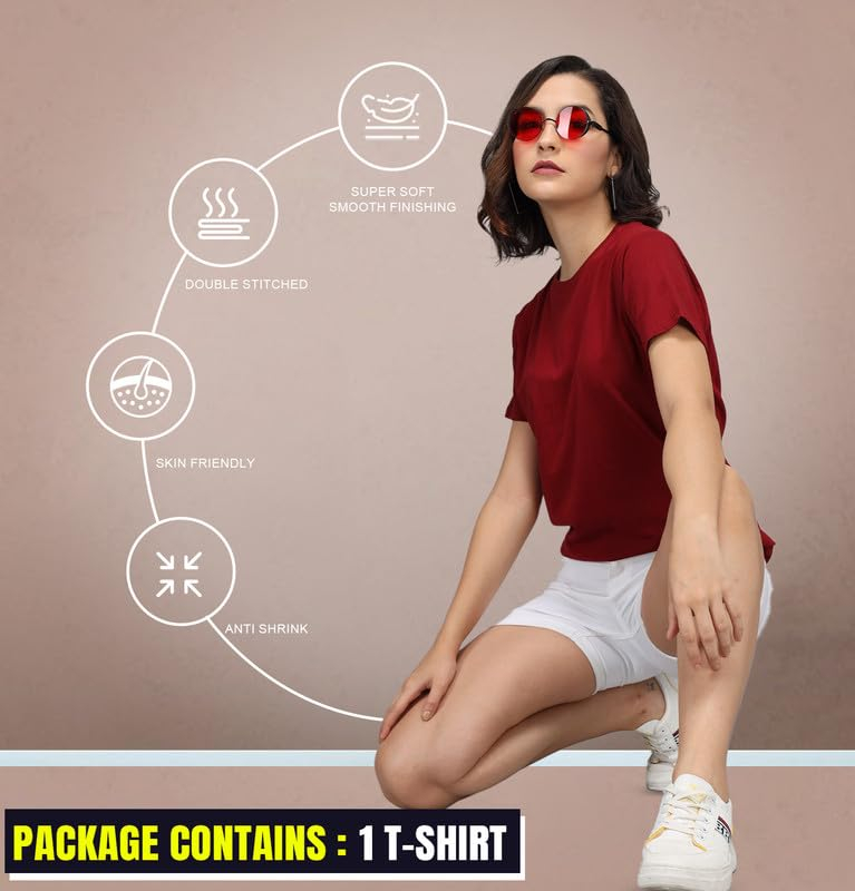 Sleepynuts Women's Solid Round-Neck T-Shirts - Pack of 4 - Image 74