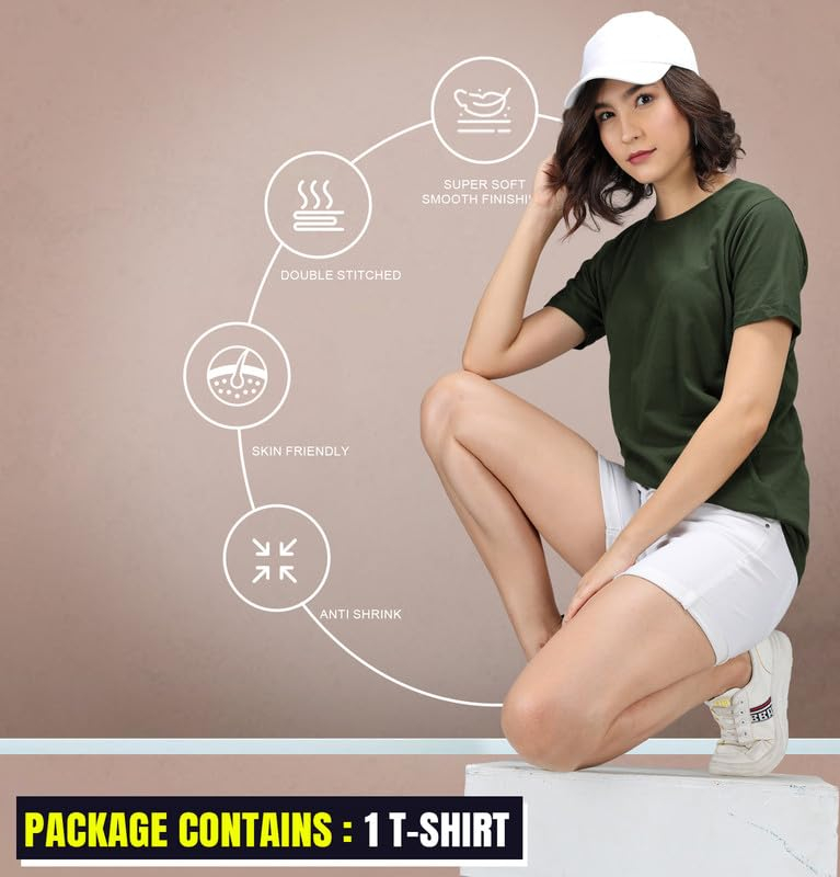 Sleepynuts Women's Solid Round-Neck T-Shirts - Pack of 4 - Image 101
