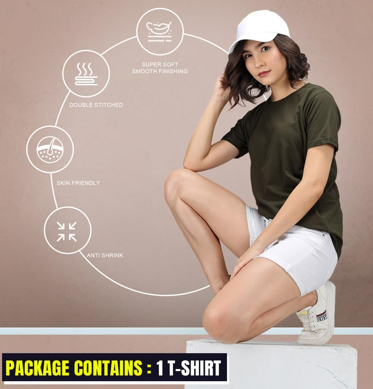 Sleepynuts Women's Solid Round-Neck T-Shirts - Pack of 4 - Image 104