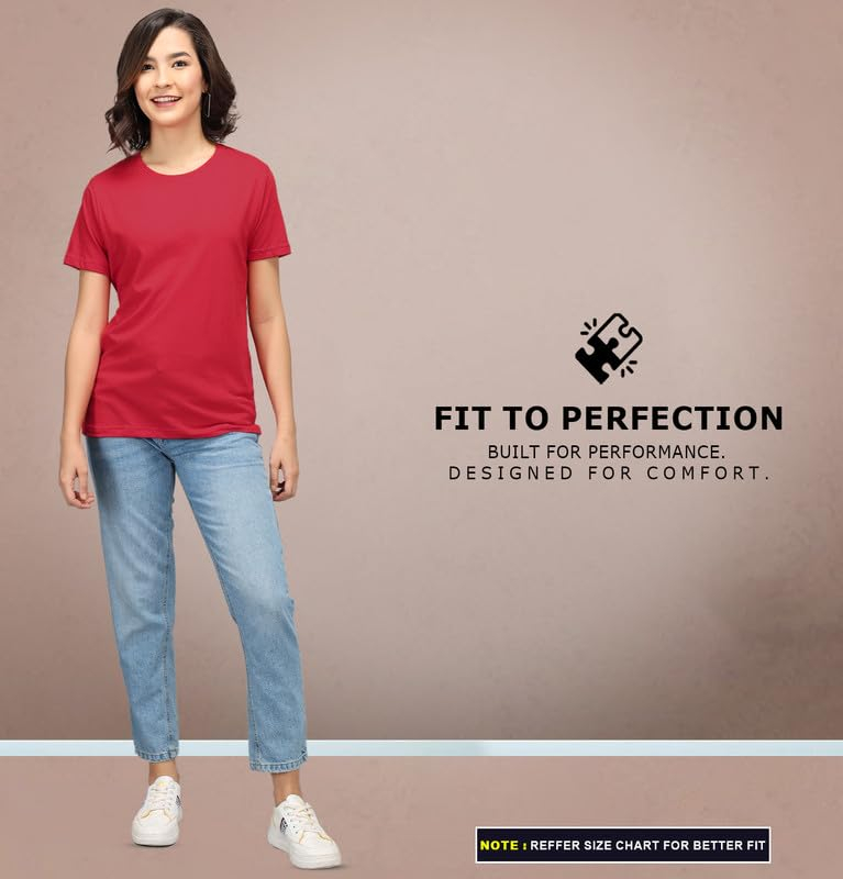 Sleepynuts Women's Solid Round-Neck T-Shirts - Pack of 4 - Image 109