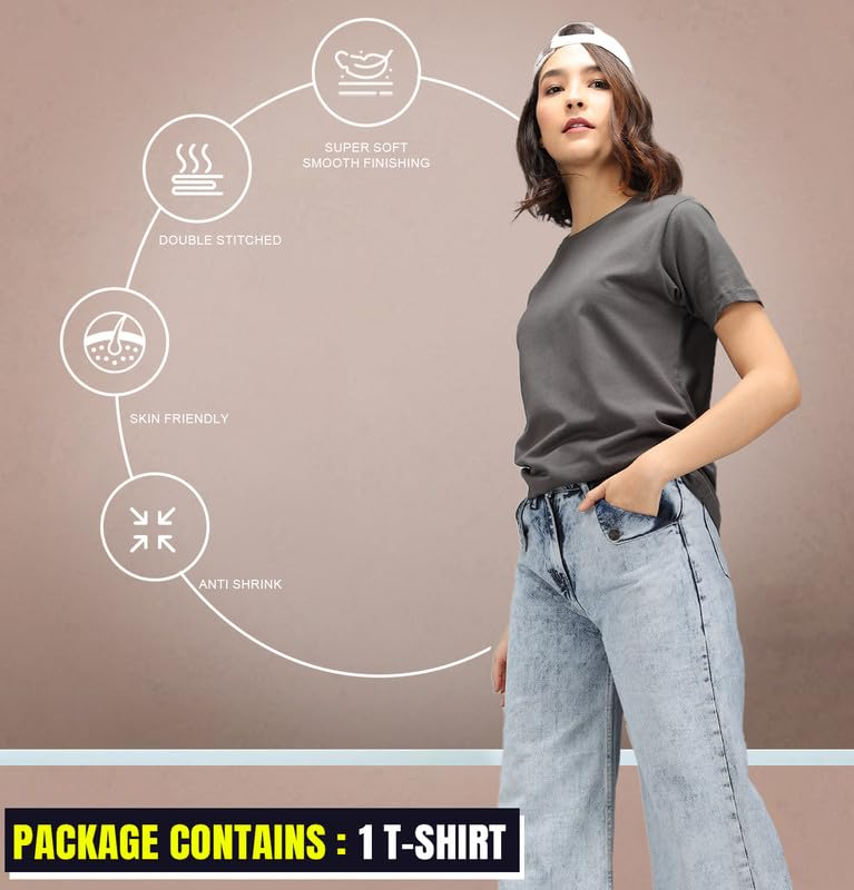 Sleepynuts Women's Solid Round-Neck T-Shirts - Pack of 4 - Image 119