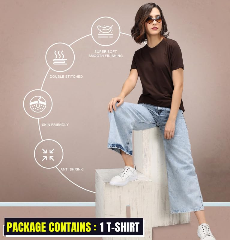 Sleepynuts Women's Solid Round-Neck T-Shirts - Pack of 4 - Image 126