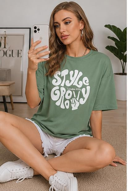 London Hills Women's Boho-Print Oversized Longline T-Shirt - Image 48