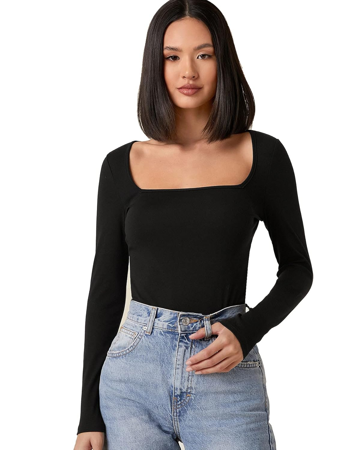 Aahwan Women's Solid Long-Sleeve Slim-Fit Top