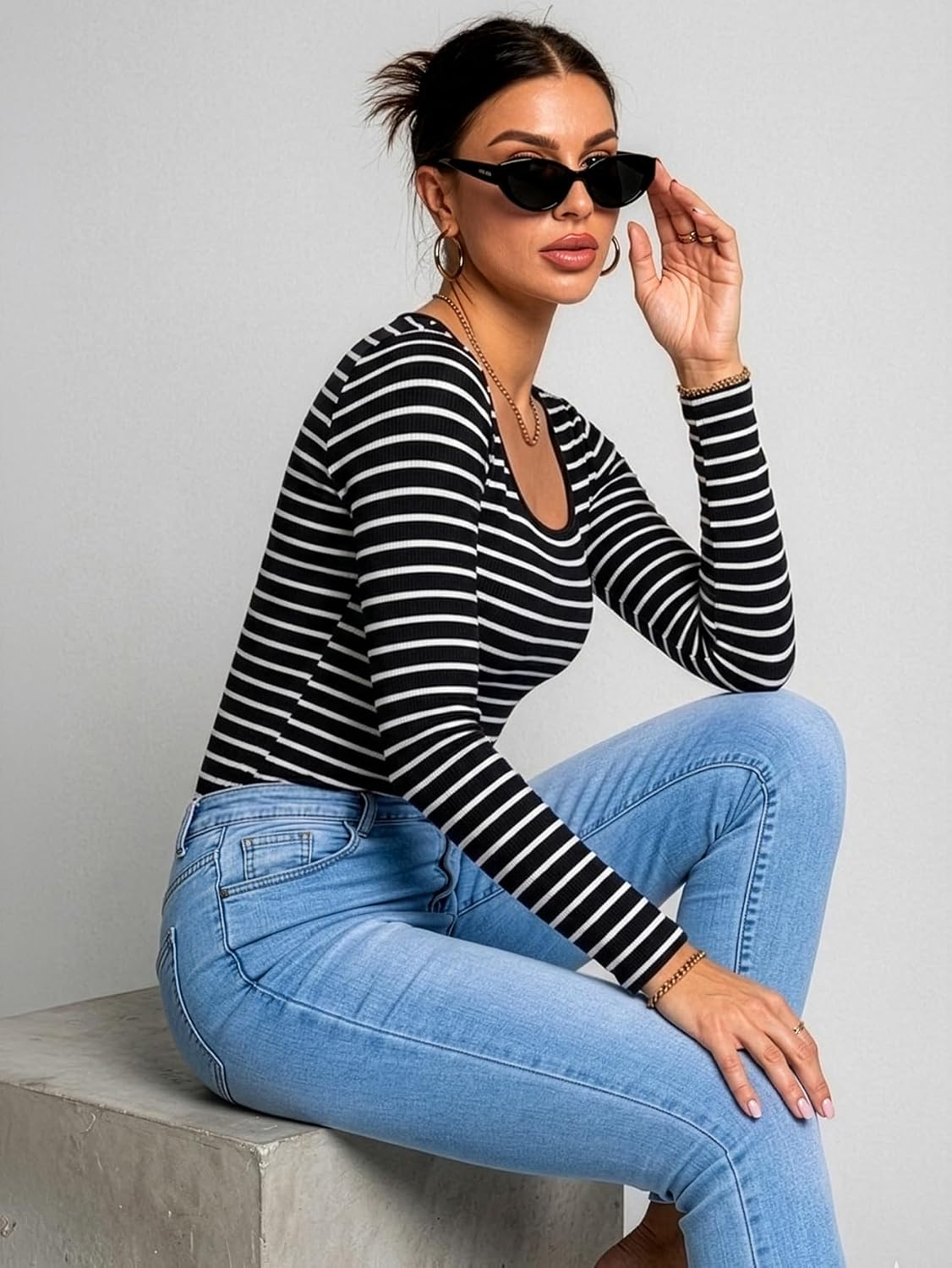 Aahwan Women's Solid Long-Sleeve Slim-Fit Top - Image 35