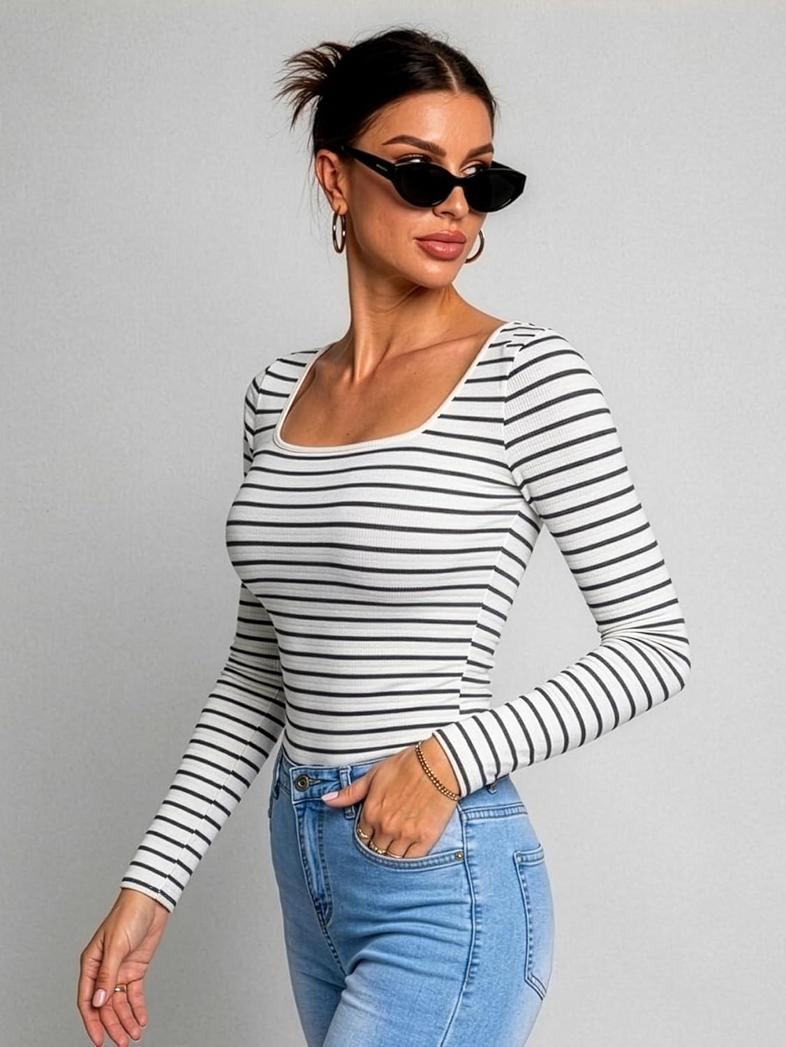 Aahwan Women's Solid Long-Sleeve Slim-Fit Top - Image 42