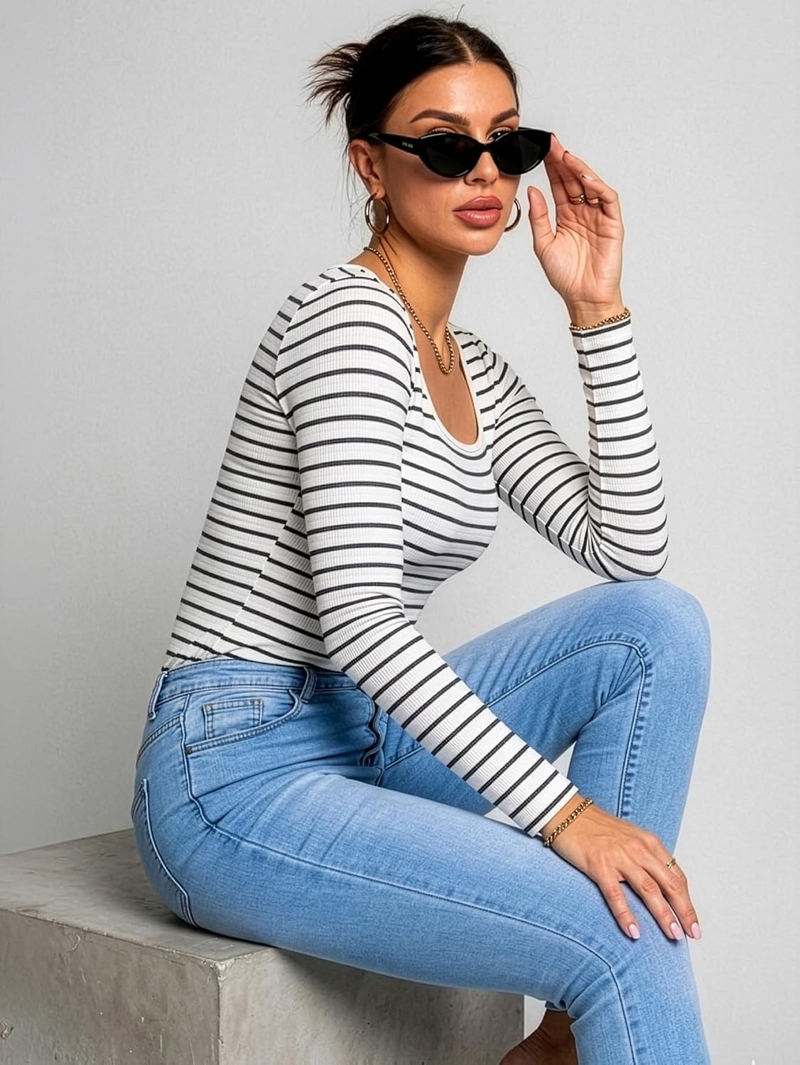 Aahwan Women's Solid Long-Sleeve Slim-Fit Top - Image 44