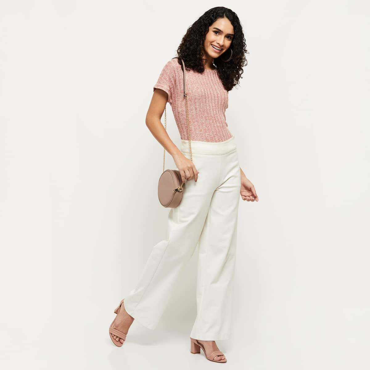 Max Women's Textured Regular-Fit Round-Neck T-Shirt - Image 2