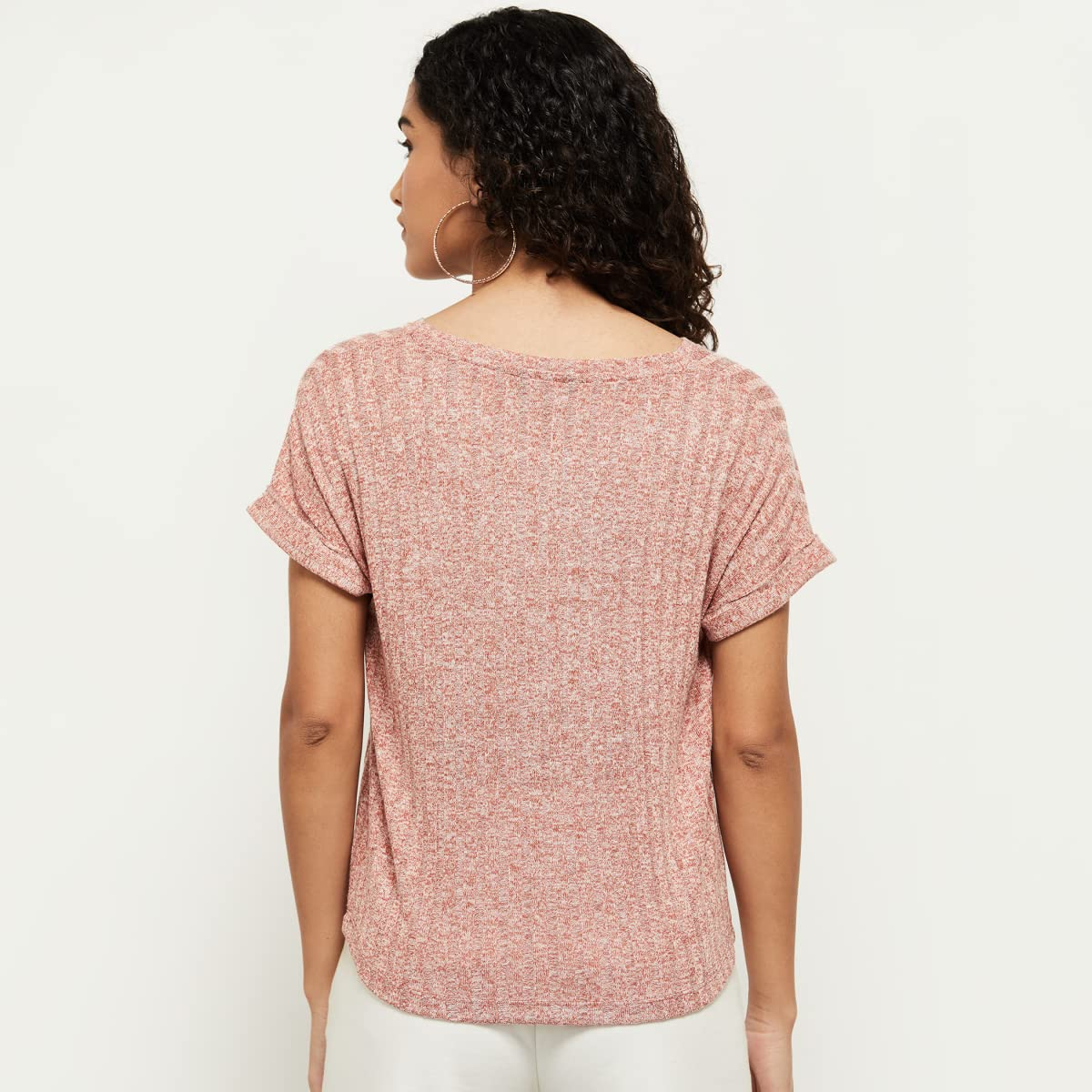 Max Women's Textured Regular-Fit Round-Neck T-Shirt - Image 5