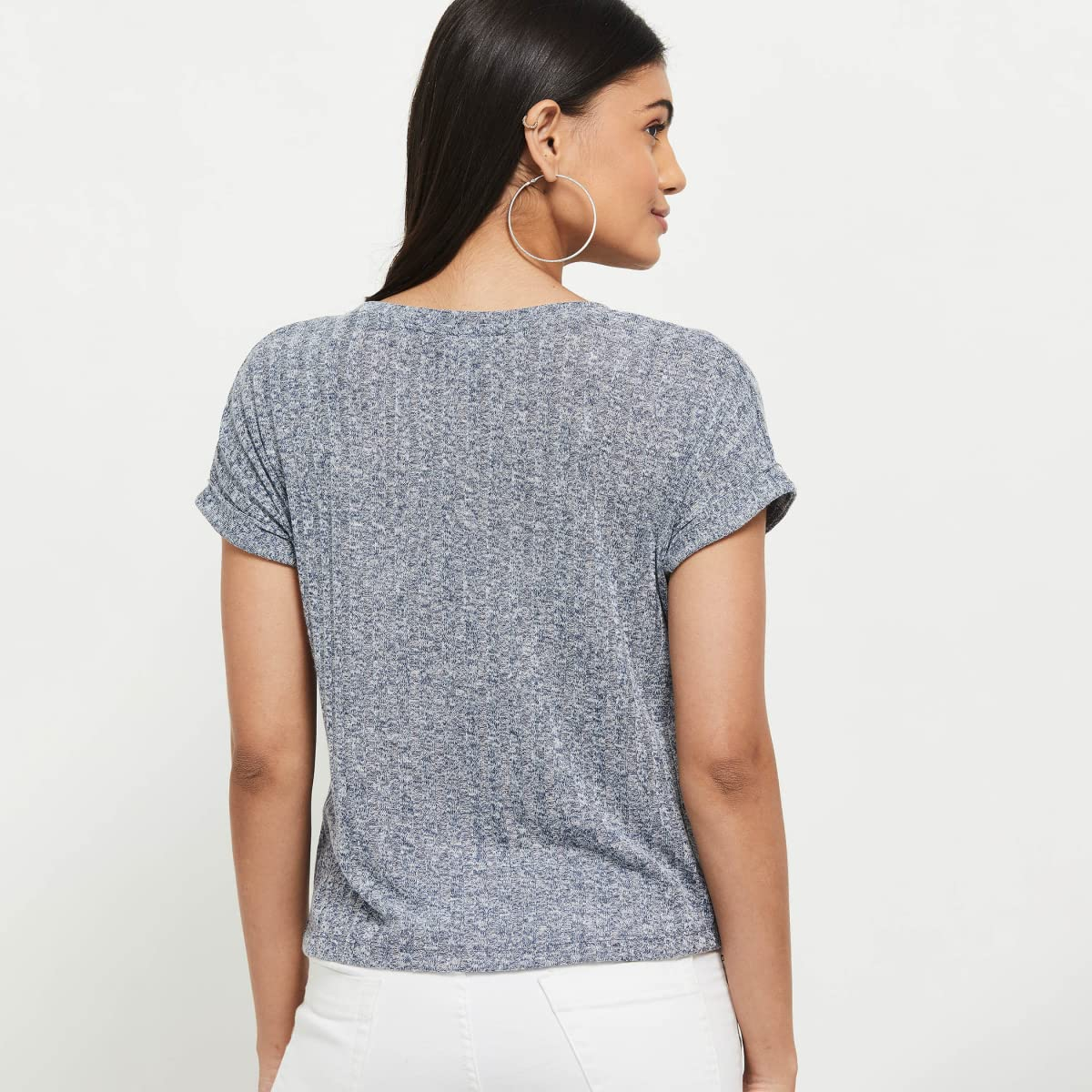 Max Women's Textured Regular-Fit Round-Neck T-Shirt - Image 10