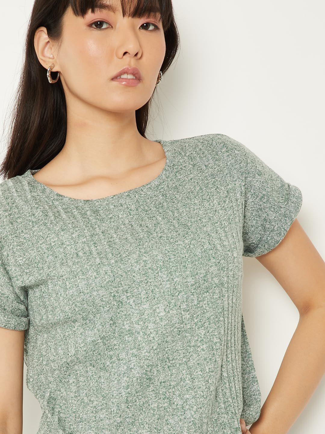 Max Women's Textured Regular-Fit Round-Neck T-Shirt - Image 12