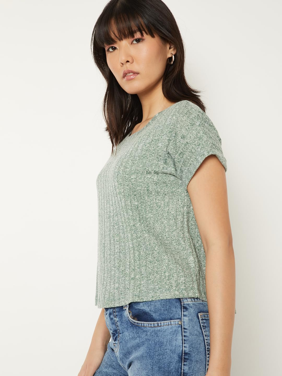 Max Women's Textured Regular-Fit Round-Neck T-Shirt - Image 13