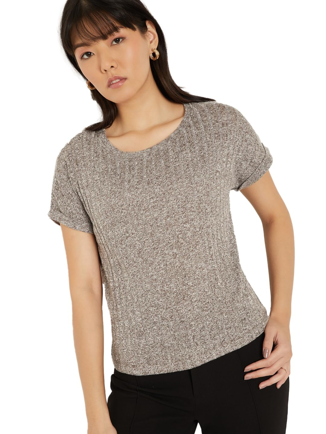 Max Women's Textured Regular-Fit Round-Neck T-Shirt - Image 17