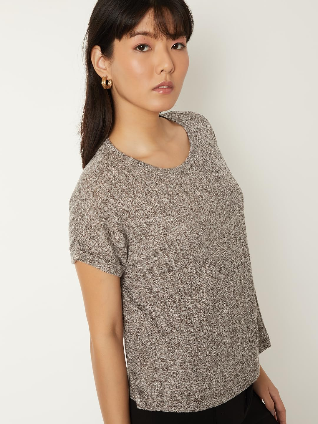Max Women's Textured Regular-Fit Round-Neck T-Shirt - Image 19