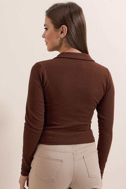Dream Beauty Fashion Women's Collared Long-Sleeve Tee Top - Image 4