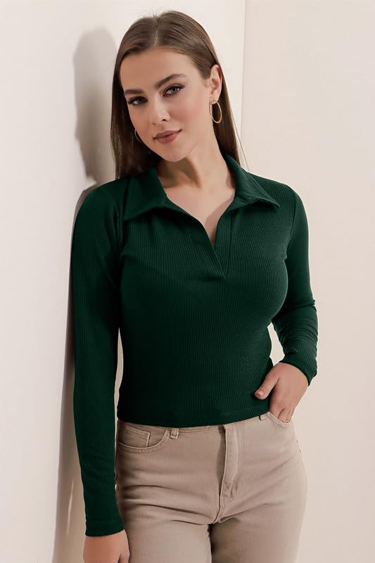 Dream Beauty Fashion Women's Collared Long-Sleeve Tee Top - Image 6