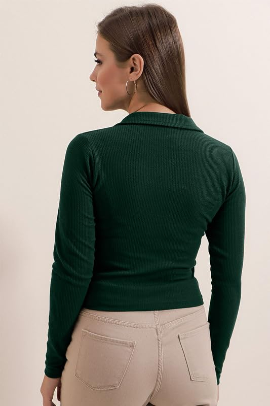 Dream Beauty Fashion Women's Collared Long-Sleeve Tee Top - Image 8