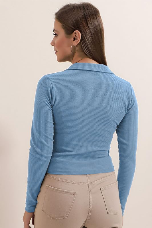 Dream Beauty Fashion Women's Collared Long-Sleeve Tee Top - Image 12