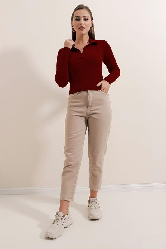 Dream Beauty Fashion Women's Collared Long-Sleeve Tee Top - Image 15