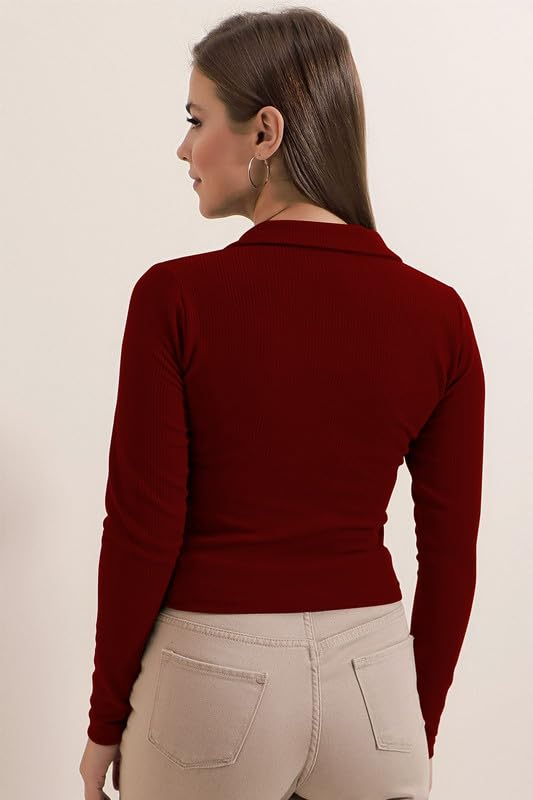 Dream Beauty Fashion Women's Collared Long-Sleeve Tee Top - Image 16