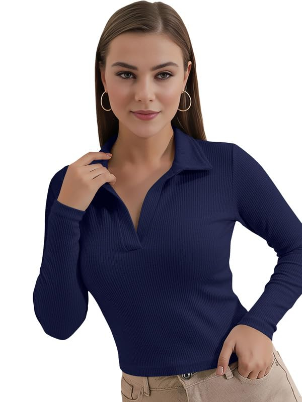 Dream Beauty Fashion Women's Collared Long-Sleeve Tee Top - Image 17