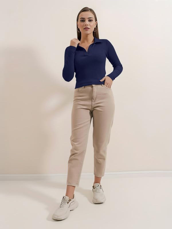 Dream Beauty Fashion Women's Collared Long-Sleeve Tee Top - Image 18