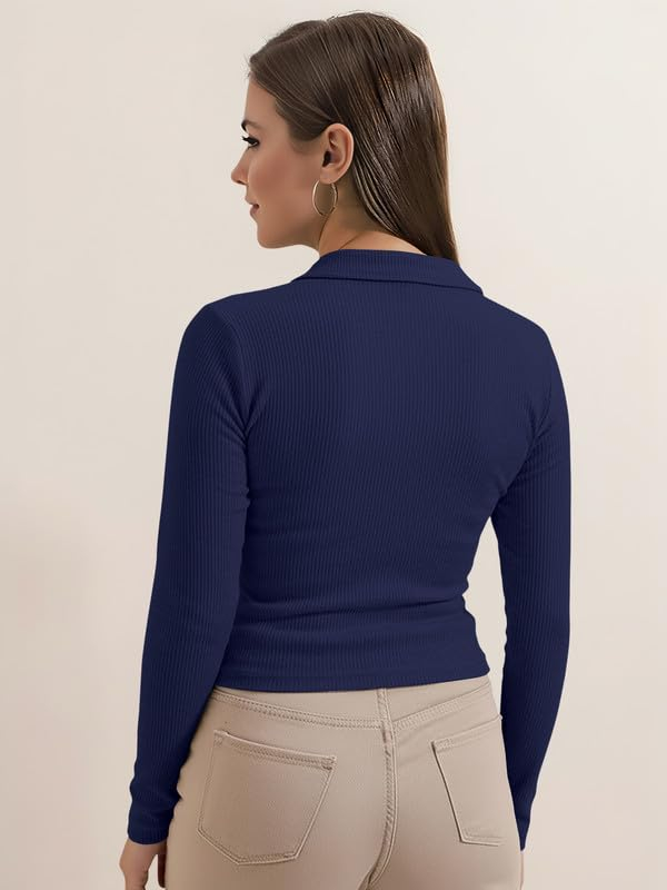 Dream Beauty Fashion Women's Collared Long-Sleeve Tee Top - Image 20