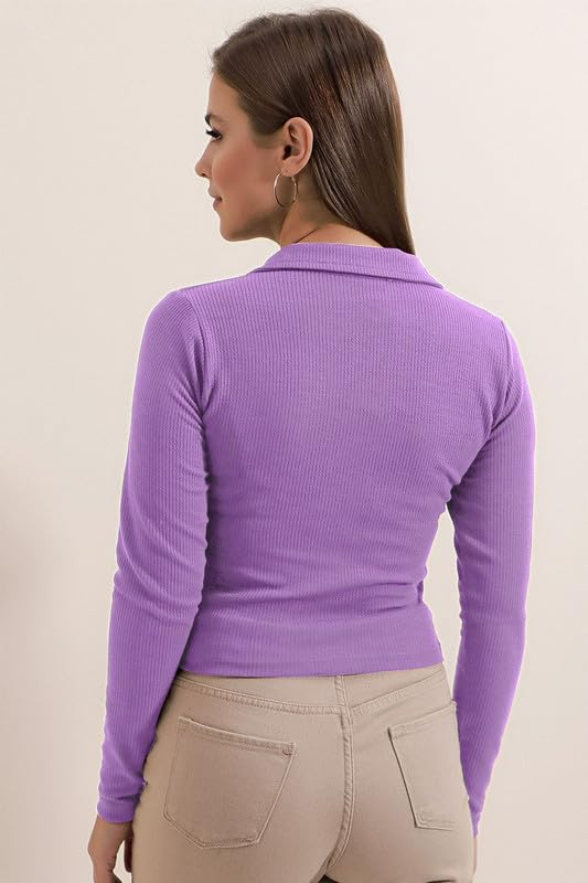 Dream Beauty Fashion Women's Collared Long-Sleeve Tee Top - Image 24