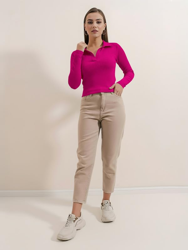 Dream Beauty Fashion Women's Collared Long-Sleeve Tee Top - Image 26