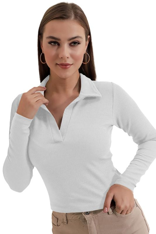 Dream Beauty Fashion Women's Collared Long-Sleeve Tee Top - Image 29