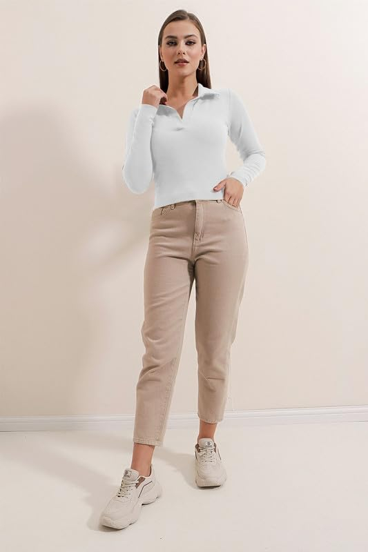 Dream Beauty Fashion Women's Collared Long-Sleeve Tee Top - Image 31