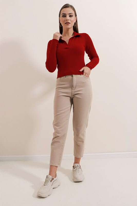 Dream Beauty Fashion Women's Collared Long-Sleeve Tee Top - Image 39