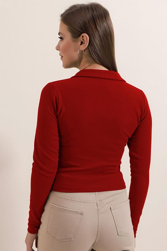 Dream Beauty Fashion Women's Collared Long-Sleeve Tee Top - Image 40