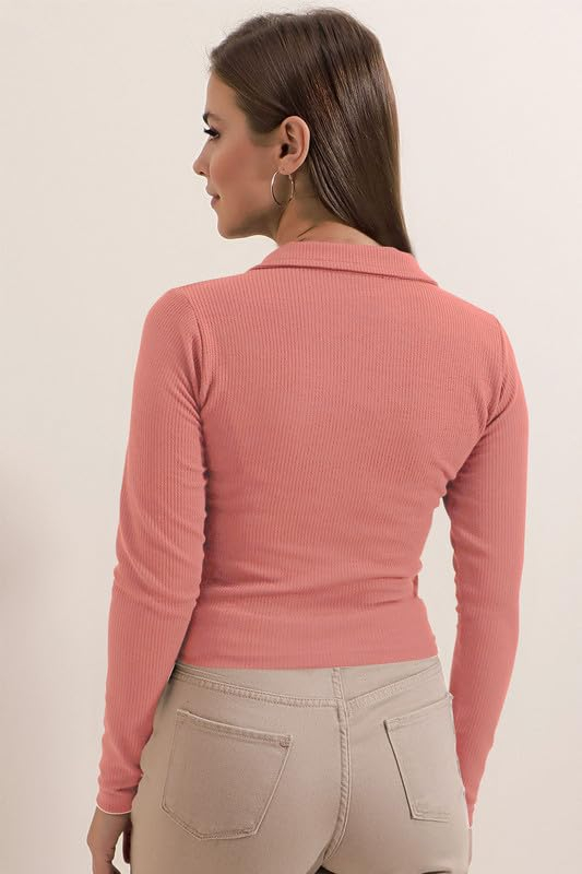 Dream Beauty Fashion Women's Collared Long-Sleeve Tee Top - Image 44
