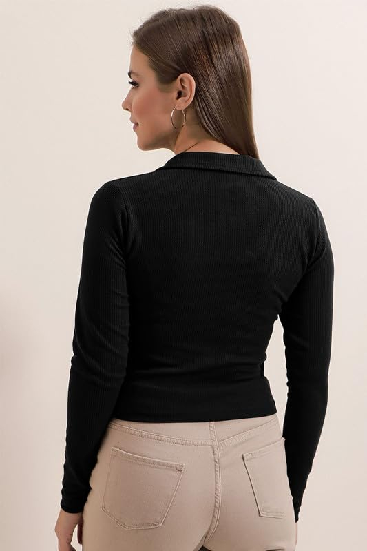 Dream Beauty Fashion Women's Collared Long-Sleeve Tee Top - Image 48